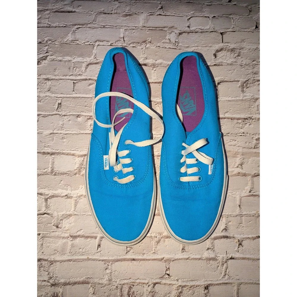 Vans Authentic Bright Blue Canvas Low Top Skate Sneakers Mens 8 Women 9.5